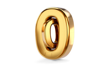 number zero 0 golden bold letters symbol 3d-illustration