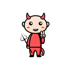 cute devil character on white background