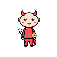 Fototapeta premium cute devil character on white background