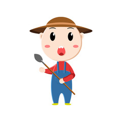 cute farmer character on white background