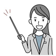 説明するビジネスパーソン女性のイラスト素材