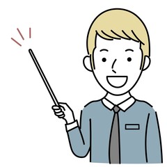 説明するビジネスパーソン外国人男性のイラスト素材