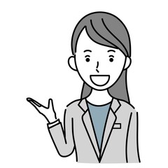 説明するビジネスパーソン女性のイラスト素材