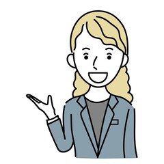 説明するビジネスパーソン外国人女性のイラスト素材