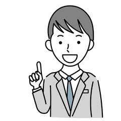 説明するビジネスパーソン男性のイラスト素材
