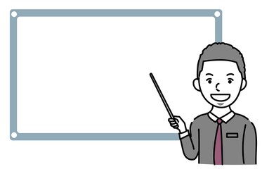 説明するビジネスパーソン外国人男性のイラスト素材