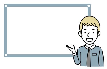説明するビジネスパーソン外国人男性のイラスト素材