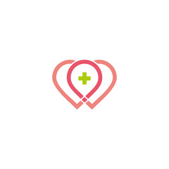 Obraz premium medical pin location heart symbol logo vector