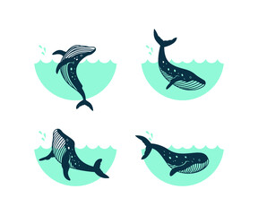 Set of Whale logo design template