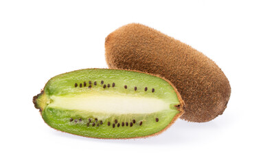 slice fresh long kiwi isolated on white background