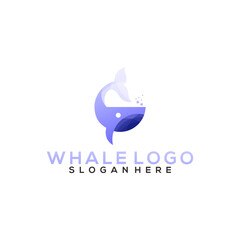 whale logo design ilustration vector