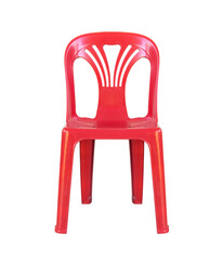 Plastic chair red furniture, stool isolated on a white background. Clipping path