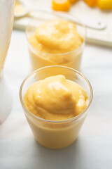 Mango smoothie lassie in glass 