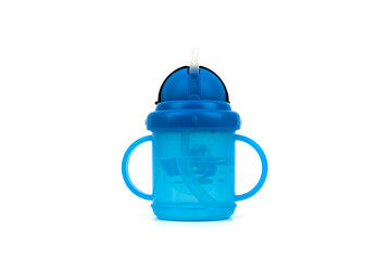 The blue flask with handle is perfect for young children.
