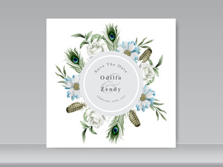 Romantic flower wedding invitation cards