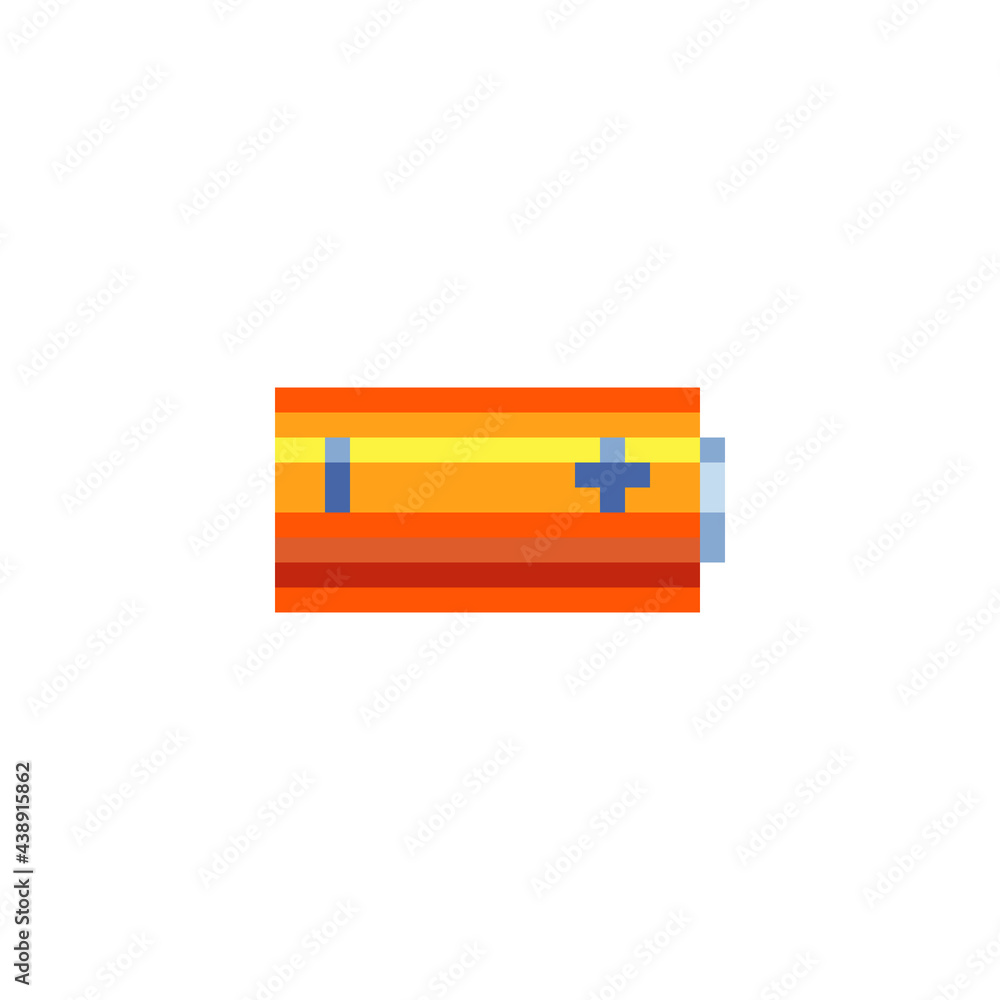 Poster battery icon. pixel art. design for websites anфсd mobile apps. 8-bit. game assets. isolated vector 