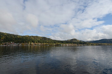 Taiga village of Artybash on the shore of Lake Teletskoye. Altai Republic