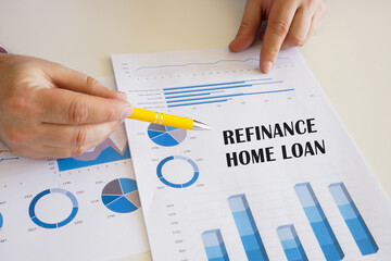 Conceptual photo about REFINANCE HOME LOAN with written phrase.