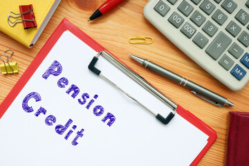 Business concept meaning Pension Credit with inscription on the page.