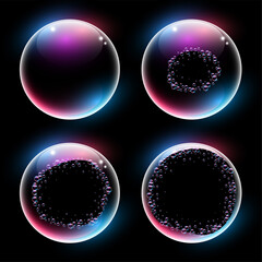 water or soap bubble burst timeline background