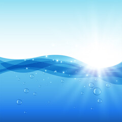 aqua water with sun light background