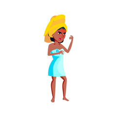 angry woman in towel screaming due to lack of hot water cartoon vector. angry woman in towel screaming due to lack of hot water character. isolated flat cartoon illustration