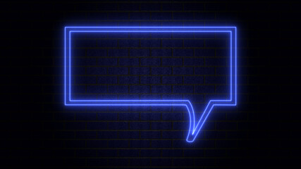 Blank speech bubble in neon style. Neon light, comic speech bubble sign icon. Chat think symbol....