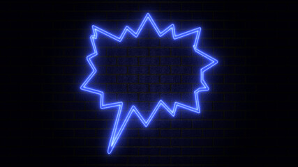 Blank speech bubble in neon style. Neon light, comic speech bubble sign icon. Chat think symbol....
