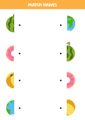 Match parts of circle objects. Logical game for children.