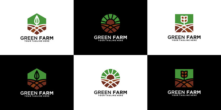 collection of agricultural creative logo