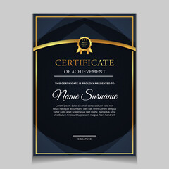 Certificate of achievement border design templates with elements of luxury gold badges and modern line patterns. vector graphic print layout can use For award, appreciation, education