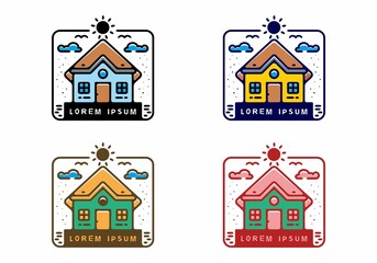 Colorful filled of house badge illustration