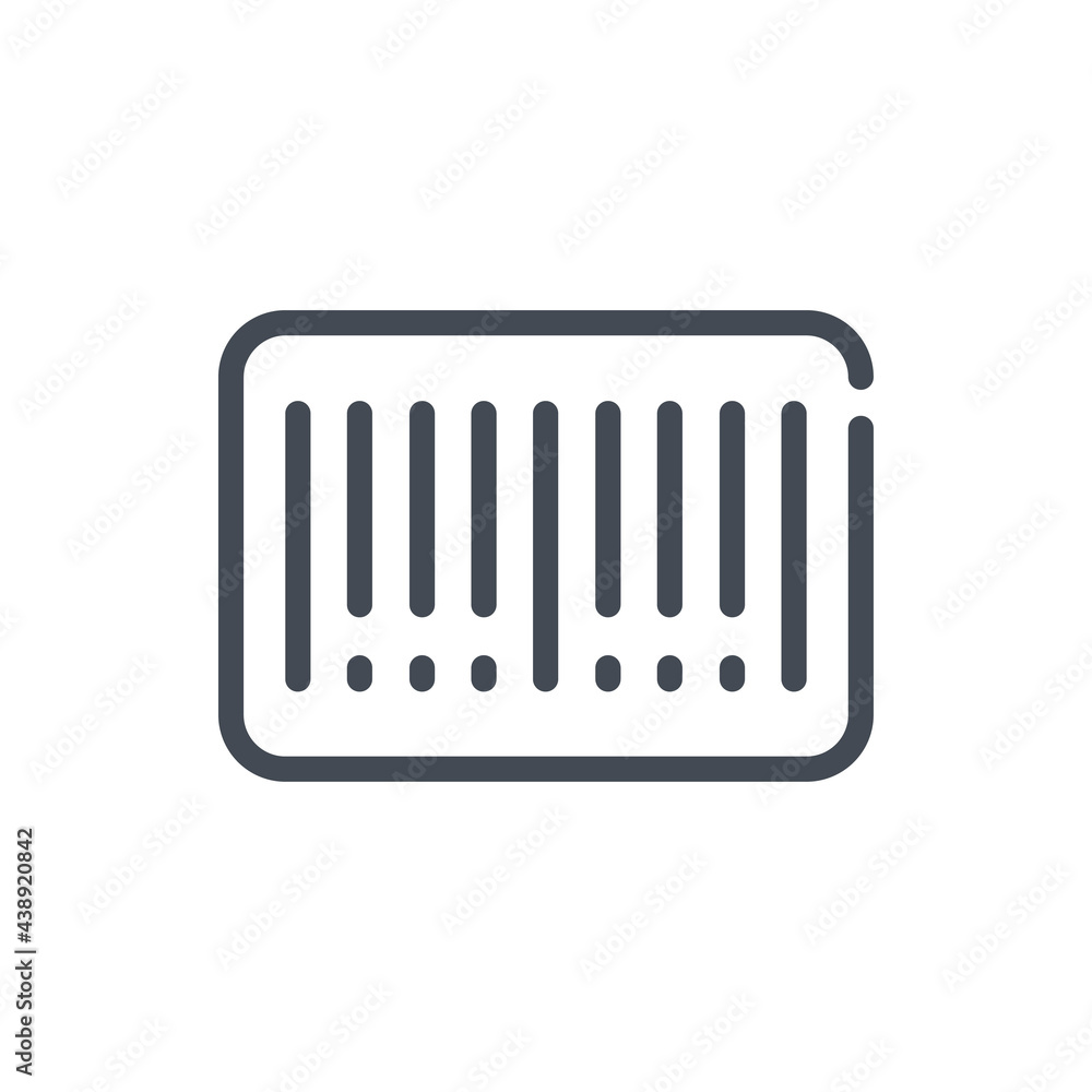 Poster barcode line icon. product information code vector outline sign.