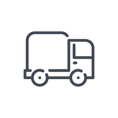 Delivery truck line icon. Shipping and transport van vector outline sign.