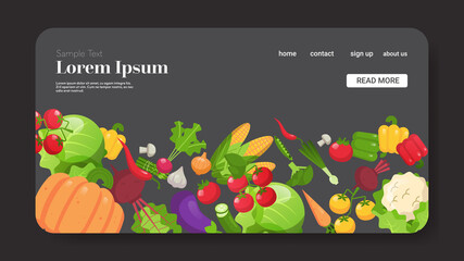 set fresh vegetables composition healthy food concept horizontal copy space