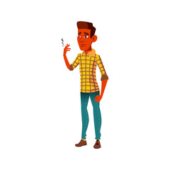 african guy smoking cigarette outdoor cartoon vector. african guy smoking cigarette outdoor character. isolated flat cartoon illustration