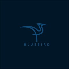 blue bird heron line simple logo design vector