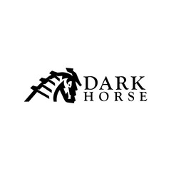 black horse line logo design vector