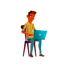 african boy communicate with parents on laptop cartoon vector. african boy communicate with parents on laptop character. isolated flat cartoon illustration