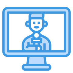 News Reporter blue line icon