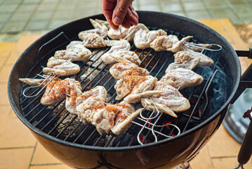 homemade wings chicken Legs on the grill