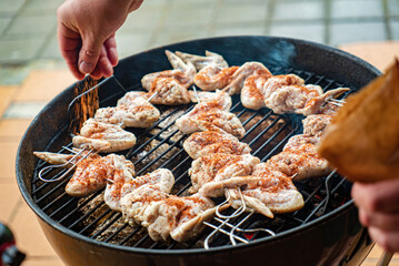 homemade wings chicken Legs on the grill