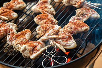 homemade wings chicken Legs on the grill