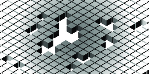 Grey Cubic. Cube in perspective Vector illustration background