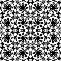 Fotobehang seamless black and white lace pattern with flowers © Marina