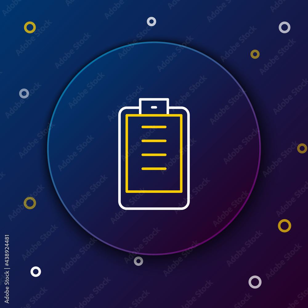 Aufkleber line clipboard with checklist icon isolated on blue background. control list symbol. survey poll or 