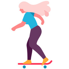 Girl playing skateboard illustration