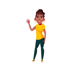 smiling young girl greeting girlfriend in cafe cartoon vector. smiling young girl greeting girlfriend in cafe character. isolated flat cartoon illustration