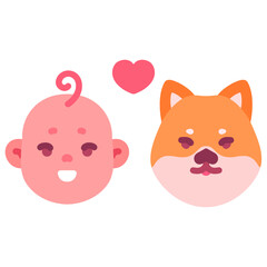 Baby and dog with love illustration