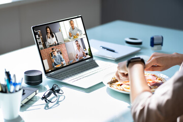 Virtual Office Video Conference Eating Party